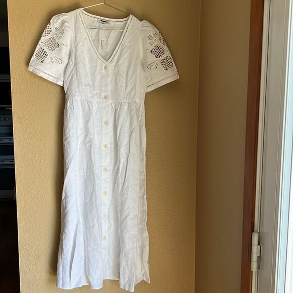 NWT Madewell Cassie Button Front Midi Dress Linen XS - Picture 4 of 11